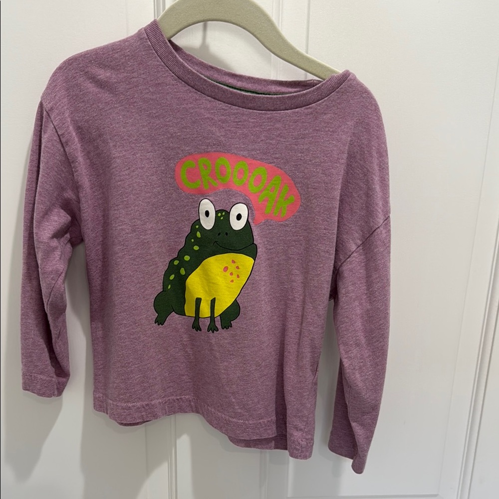 Mini Boden Purple Long Sleeve purple Tee with frog croak